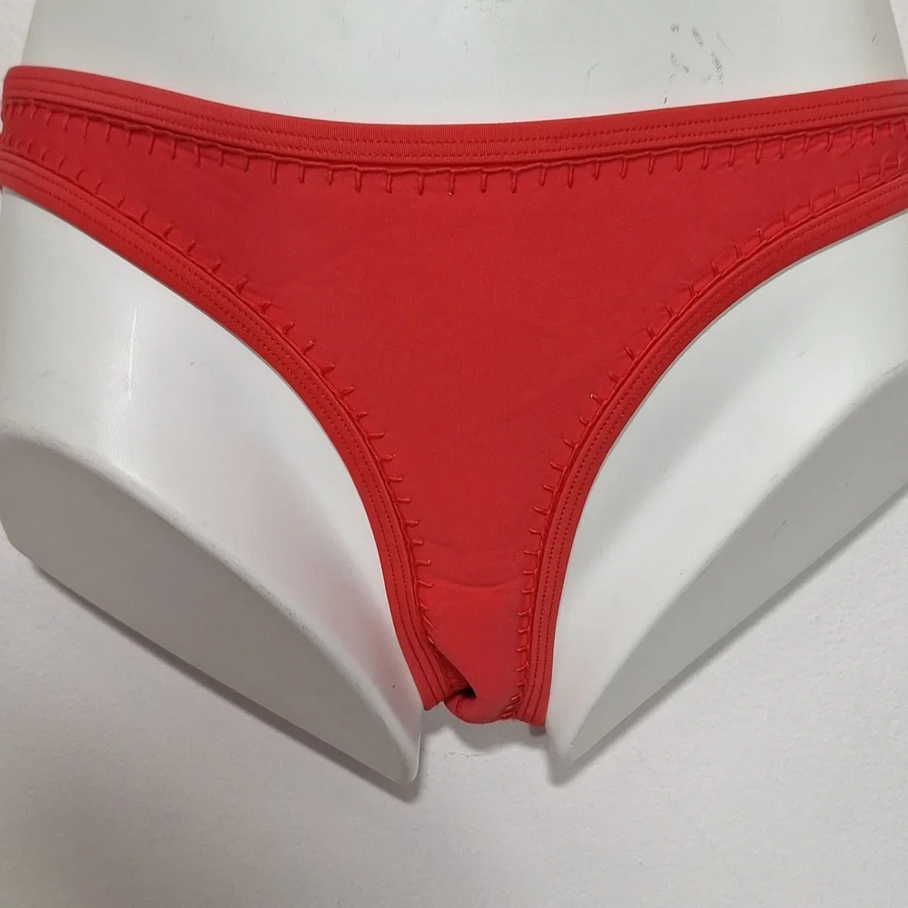 triangl swimwear Coral Red Triangle Bikini Set with Matching Neoprene Bag